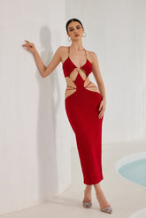 Rosita Cutout Maxi Bandage Dress - Red Ins Street